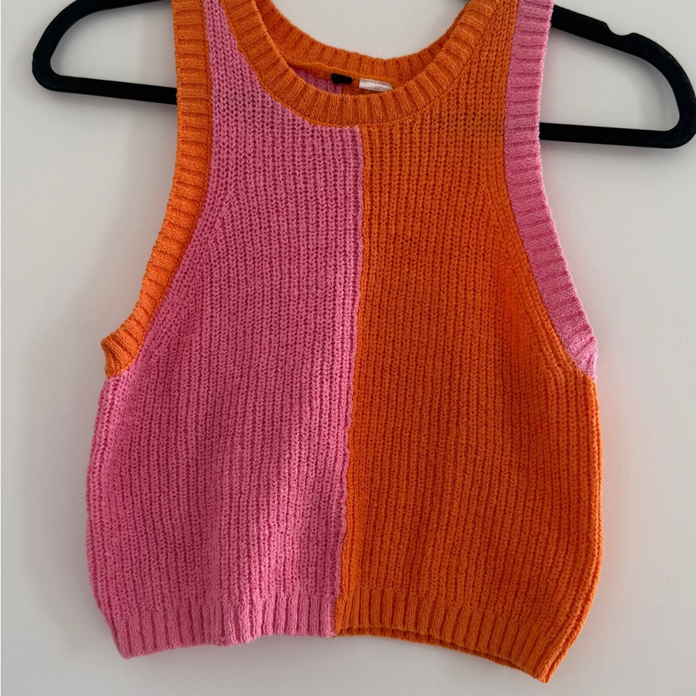 H&M Pink and Orange Knit Tank Top